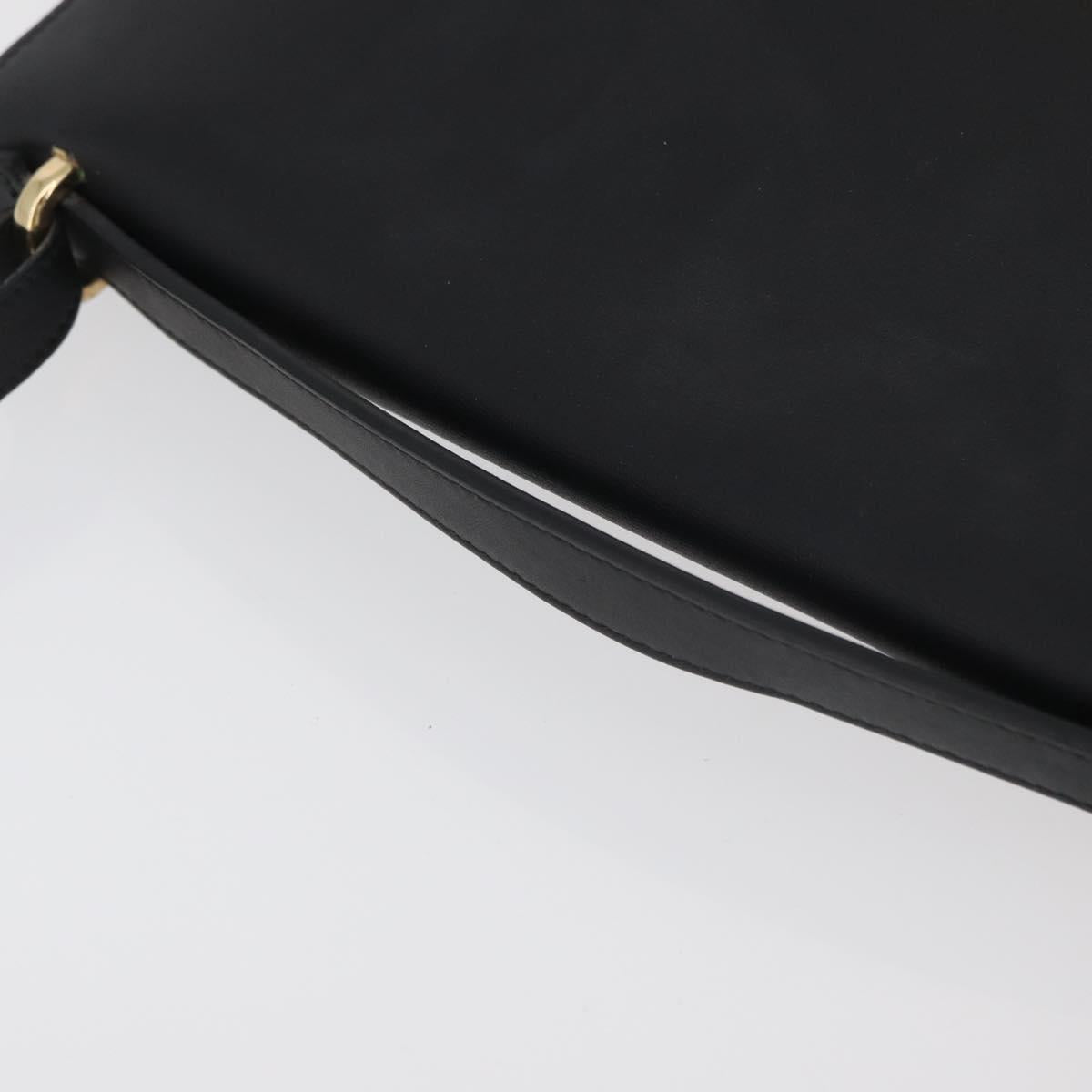 Salvatore Ferragamo Gancini Shoulder Bag Leather Black Gold Auth 177194A