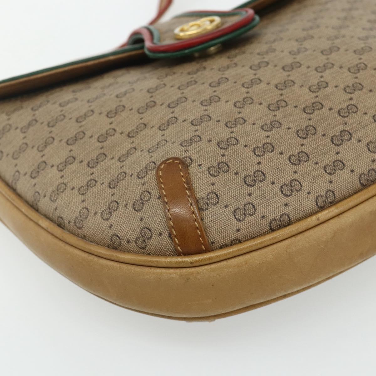 GUCCI Micro GG Supreme Shoulder Bag PVC Beige Gold Auth 177196A