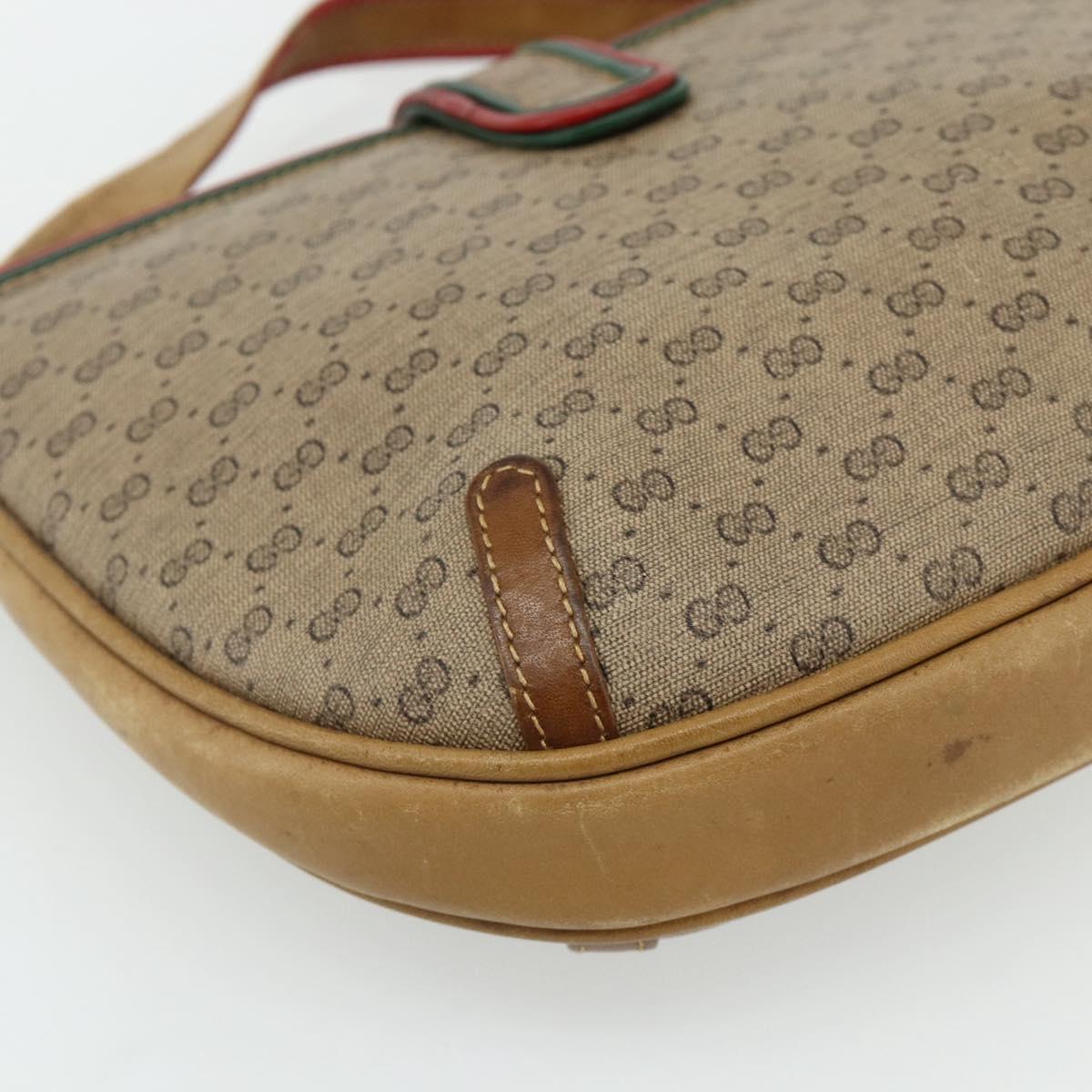 GUCCI Micro GG Supreme Shoulder Bag PVC Beige Gold Auth 177196A