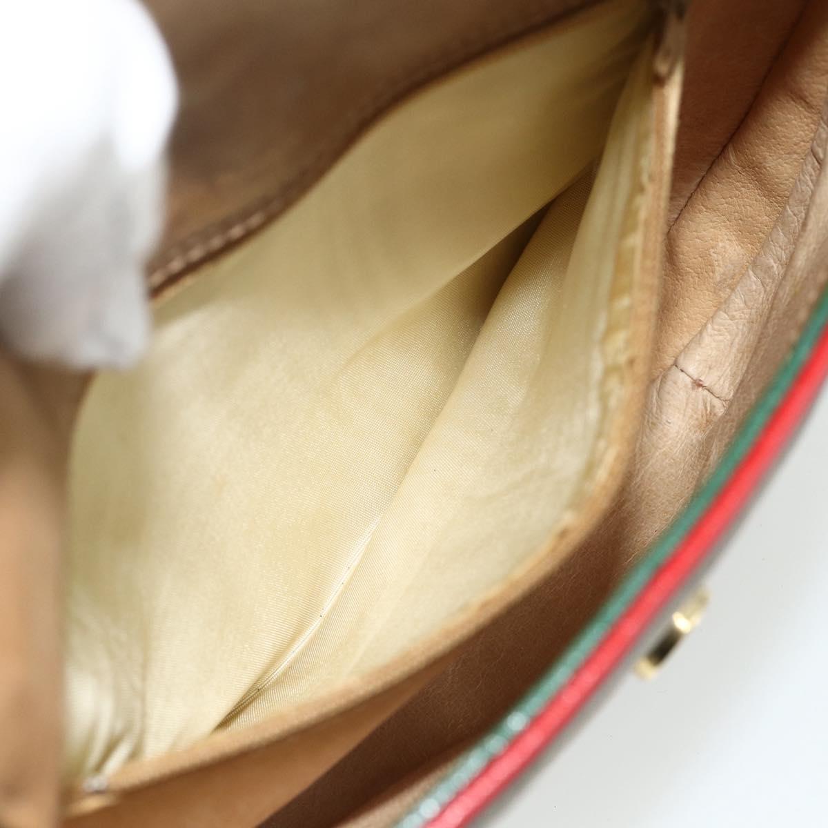 GUCCI Micro GG Supreme Shoulder Bag PVC Beige Gold Auth 177196A
