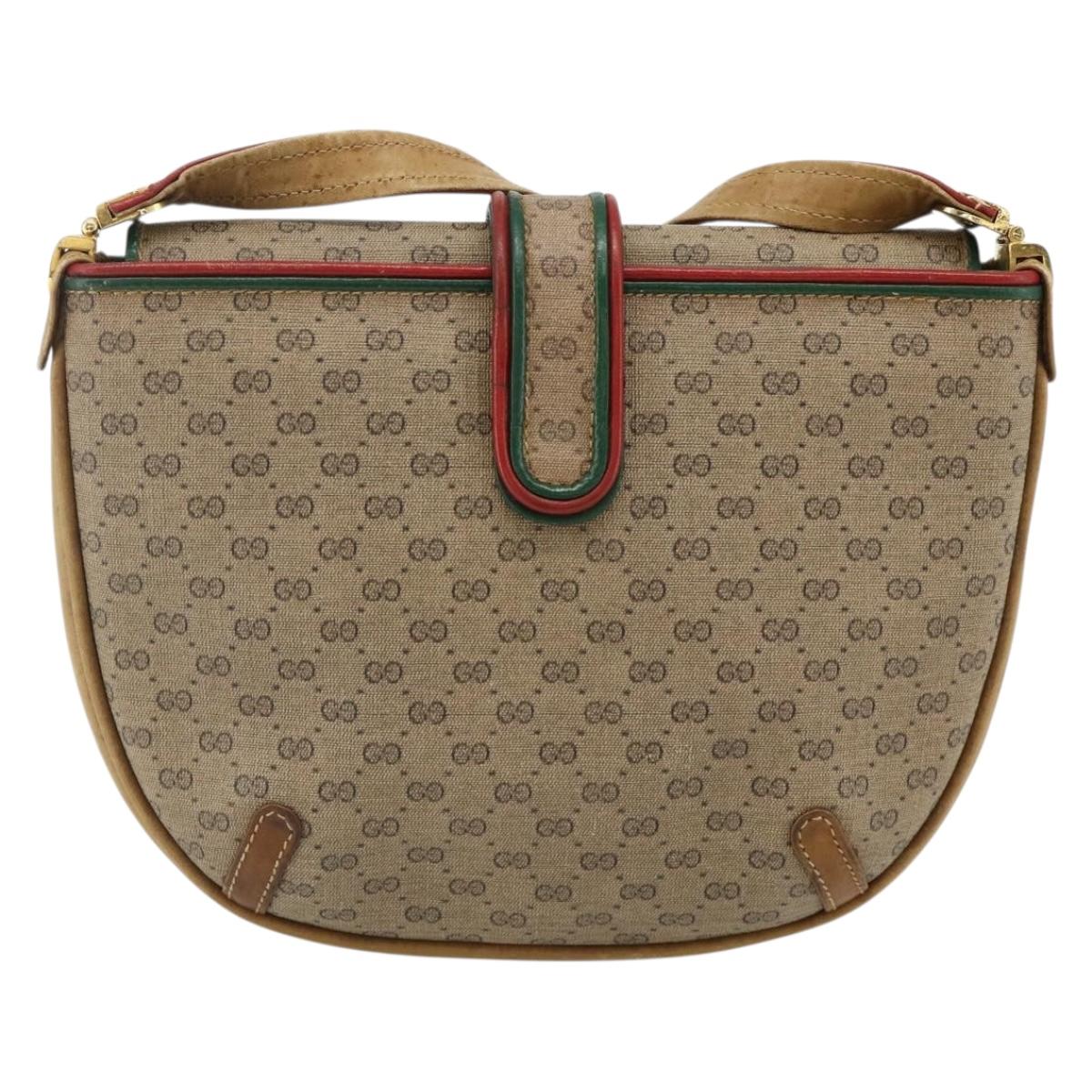 GUCCI Micro GG Supreme Shoulder Bag PVC Beige Gold Auth 177196A
