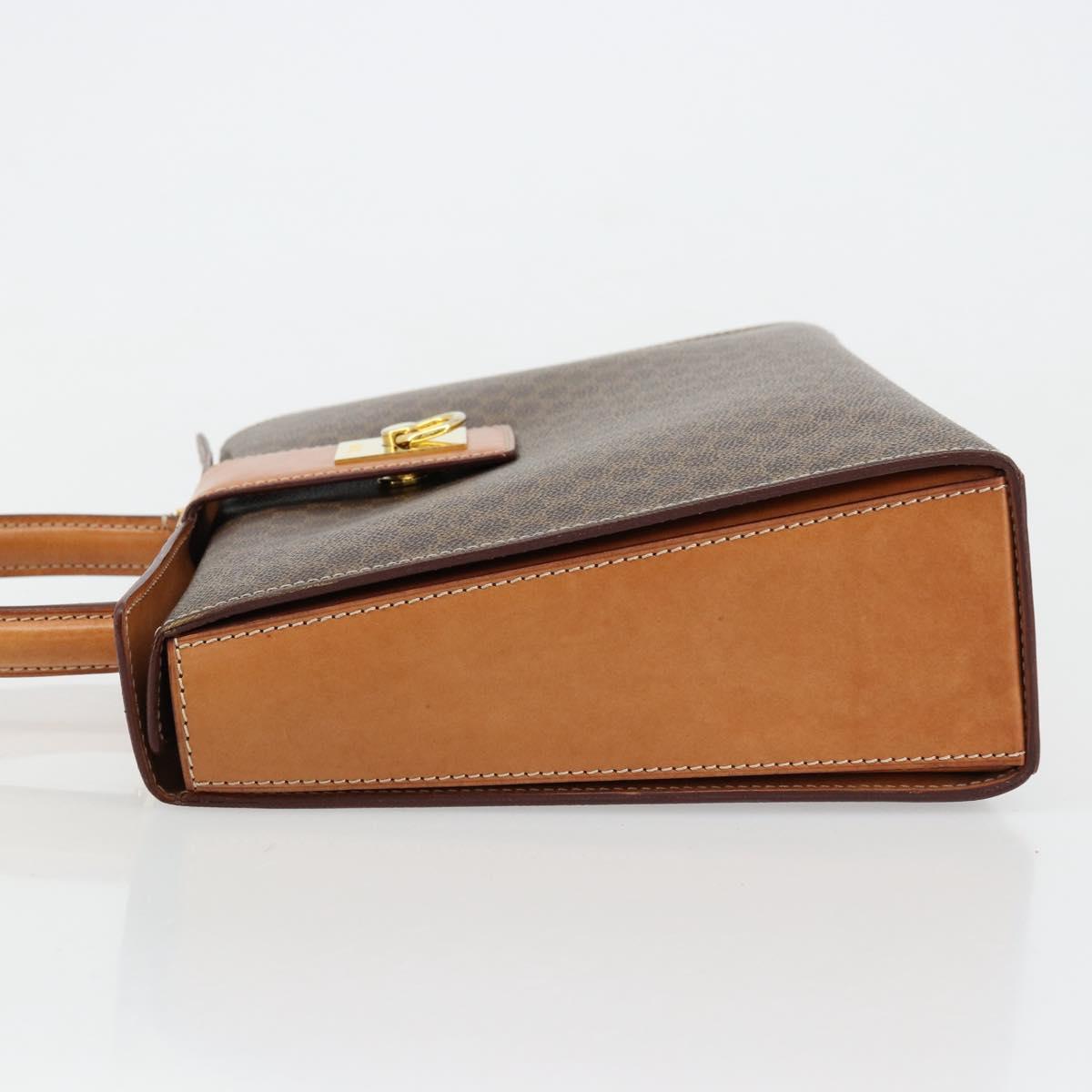 CELINE Macadam Canvas Hand Bag PVC Leather Brown Gold Auth 177206A