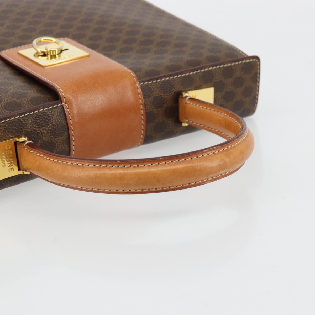 CELINE Macadam Canvas Hand Bag PVC Leather Brown Gold Auth 177206A