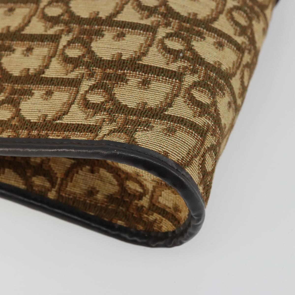 Christian Dior Trotter Canvas Shoulder Bag Beige Gold Auth 177208