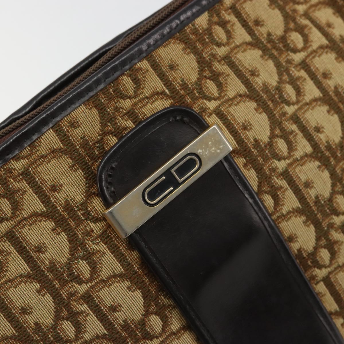 Christian Dior Trotter Canvas Shoulder Bag Beige Gold Auth 177208