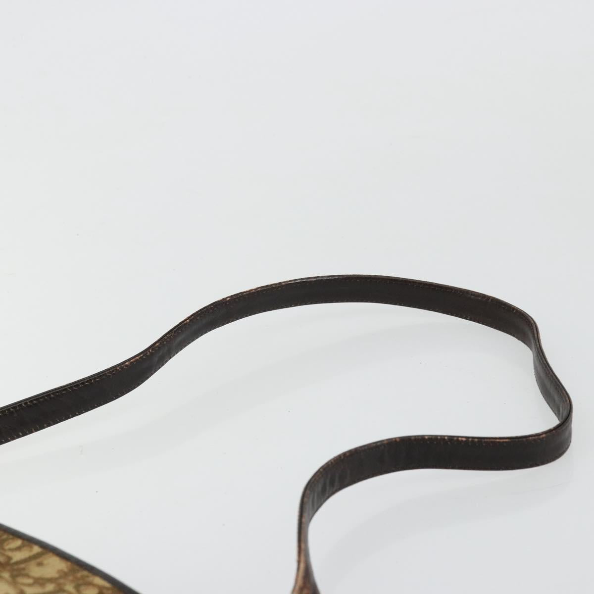 Christian Dior Trotter Canvas Shoulder Bag Beige Gold Auth 177208