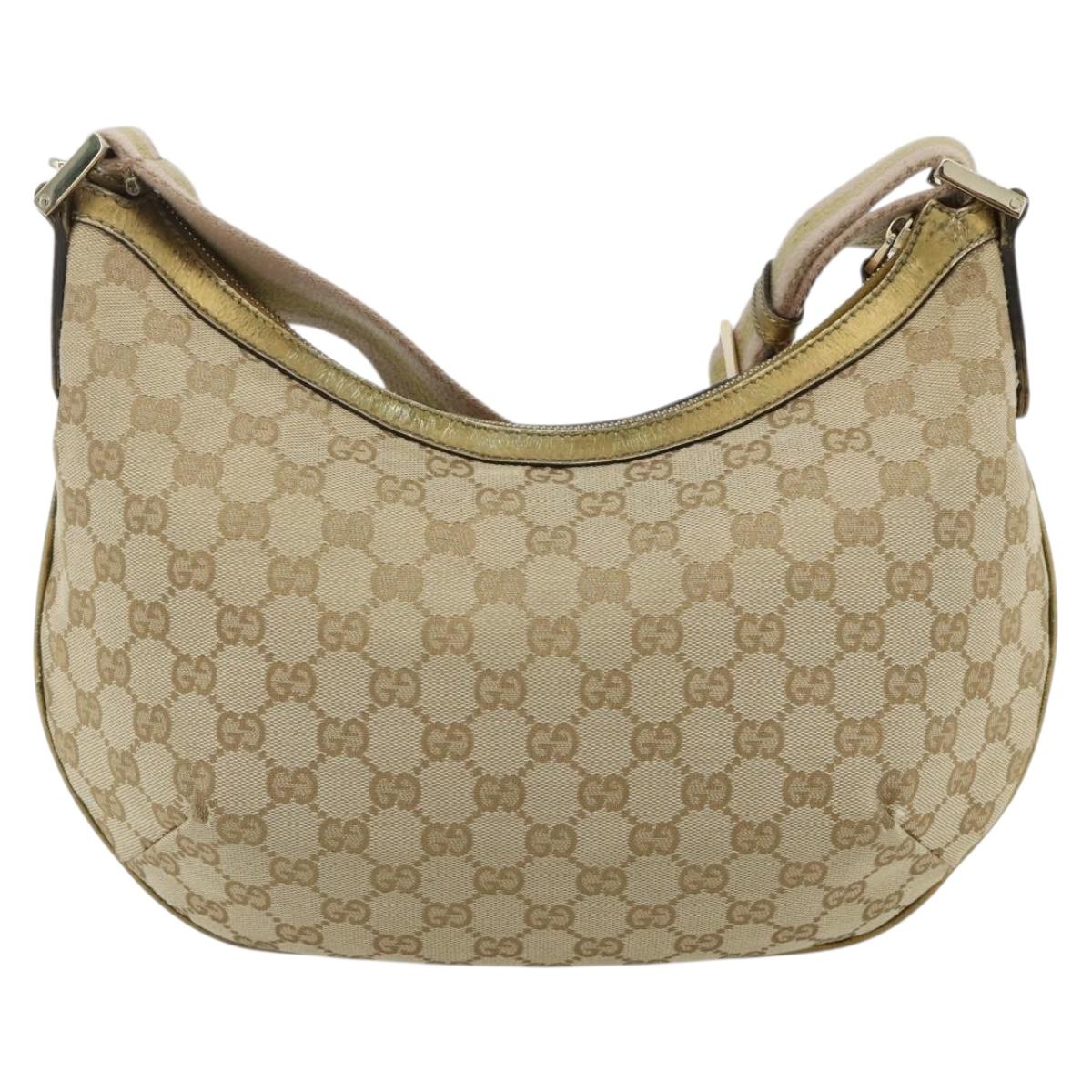 GUCCI GG Canvas Sherry Line Shoulder Bag Beige Gold 181092 Auth 177211A