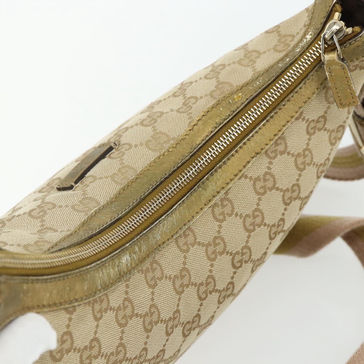 GUCCI GG Canvas Sherry Line Shoulder Bag Beige Gold 181092 Auth 177211A