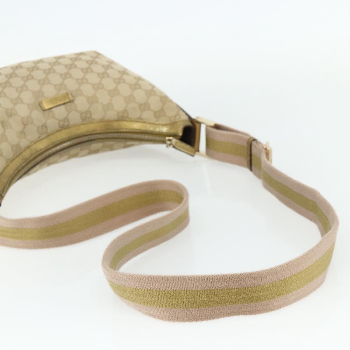 GUCCI GG Canvas Sherry Line Shoulder Bag Beige Gold 181092 Auth 177211A