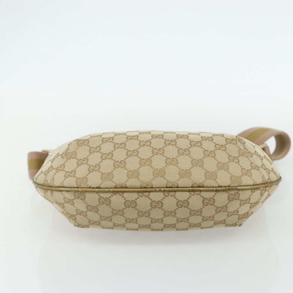 GUCCI GG Canvas Sherry Line Shoulder Bag Beige Gold 181092 Auth 177211A