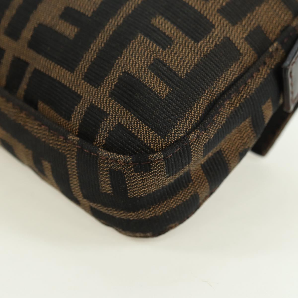 FENDI Zucca Canvas Mamma Baguette Shoulder Bag Black Brown Auth 177212SAV