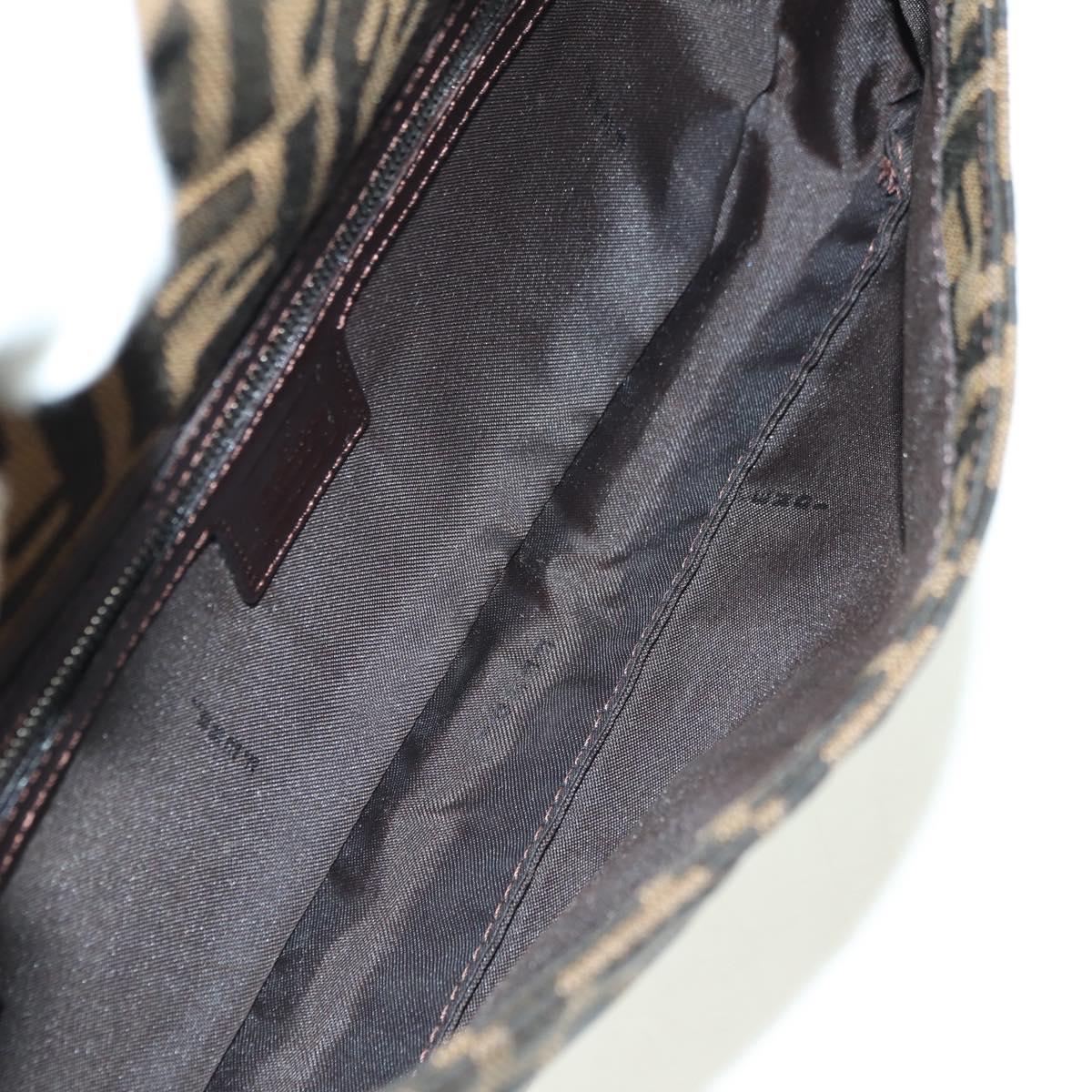 FENDI Zucca Canvas Mamma Baguette Shoulder Bag Black Brown Auth 177212SAV