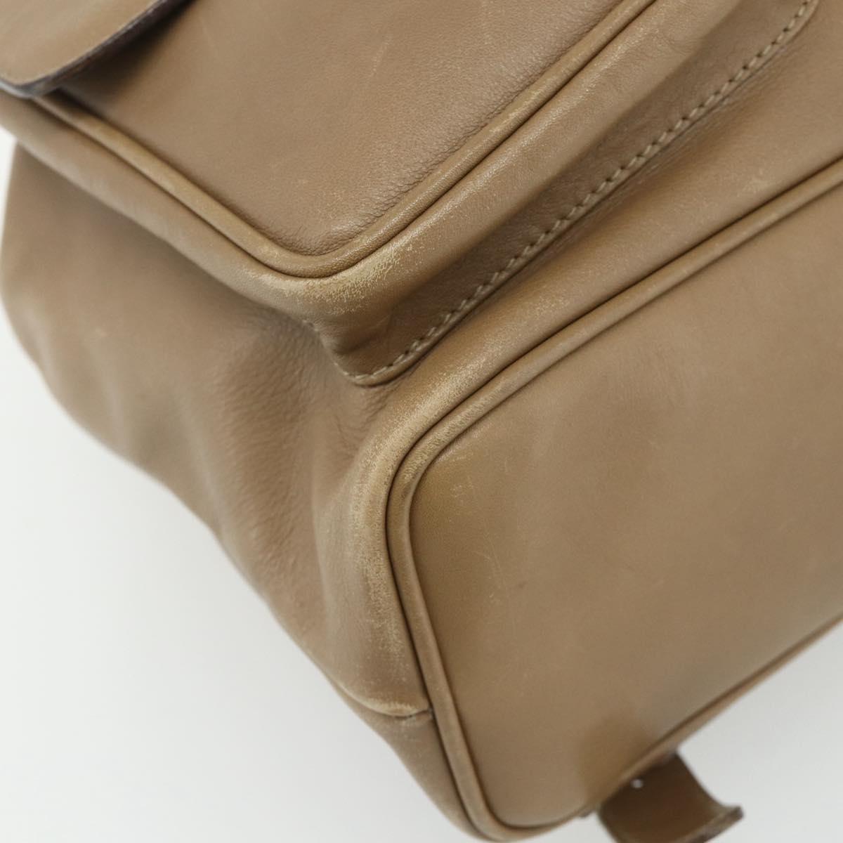 GUCCI Bamboo Backpack Leather Beige Gold 003 1998 0016 Auth 177214