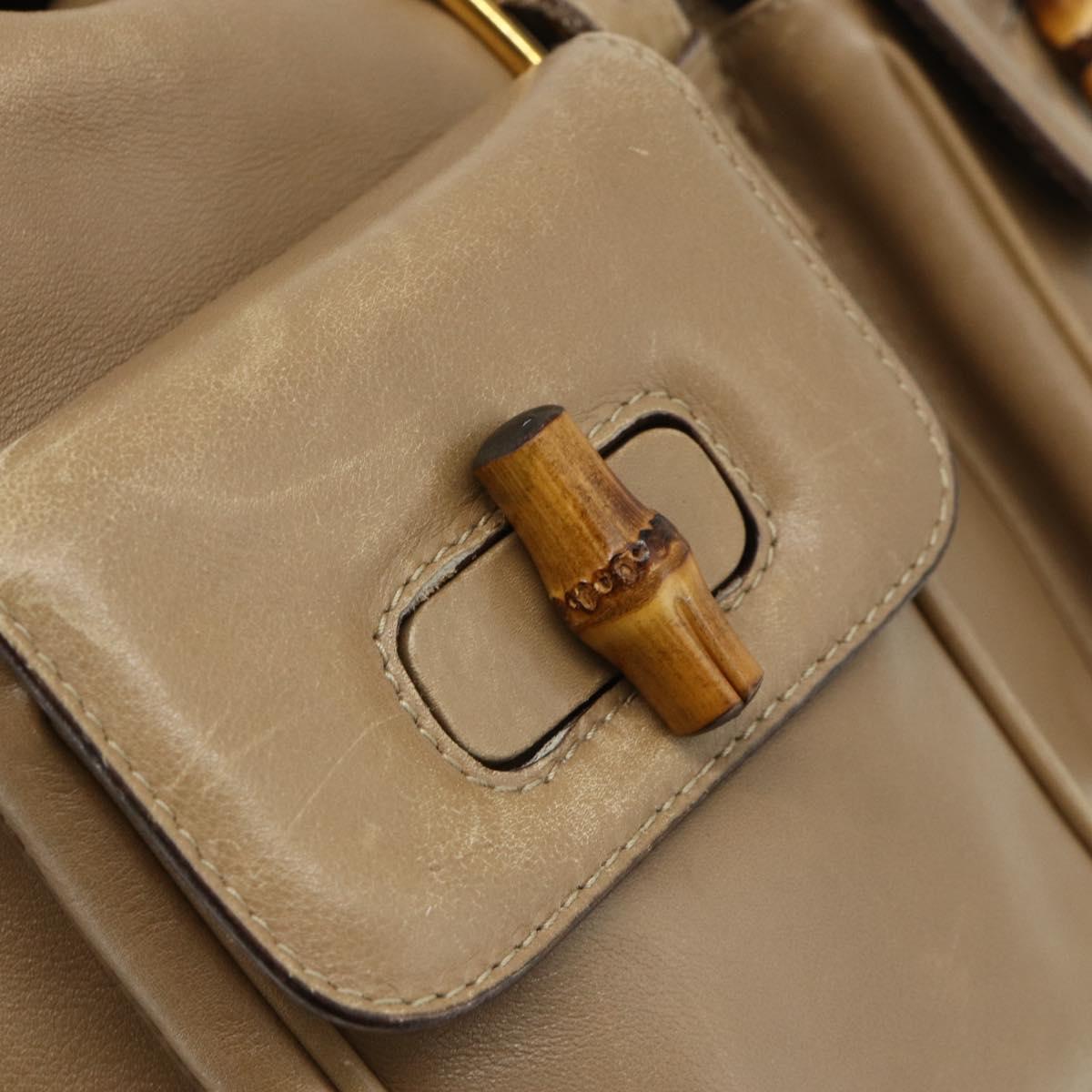 GUCCI Bamboo Backpack Leather Beige Gold 003 1998 0016 Auth 177214