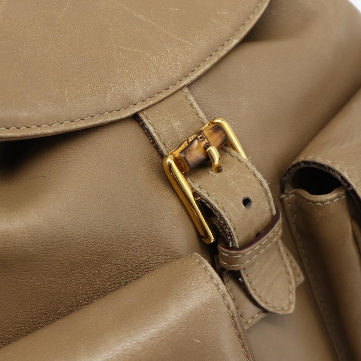 GUCCI Bamboo Backpack Leather Beige Gold 003 1998 0016 Auth 177214