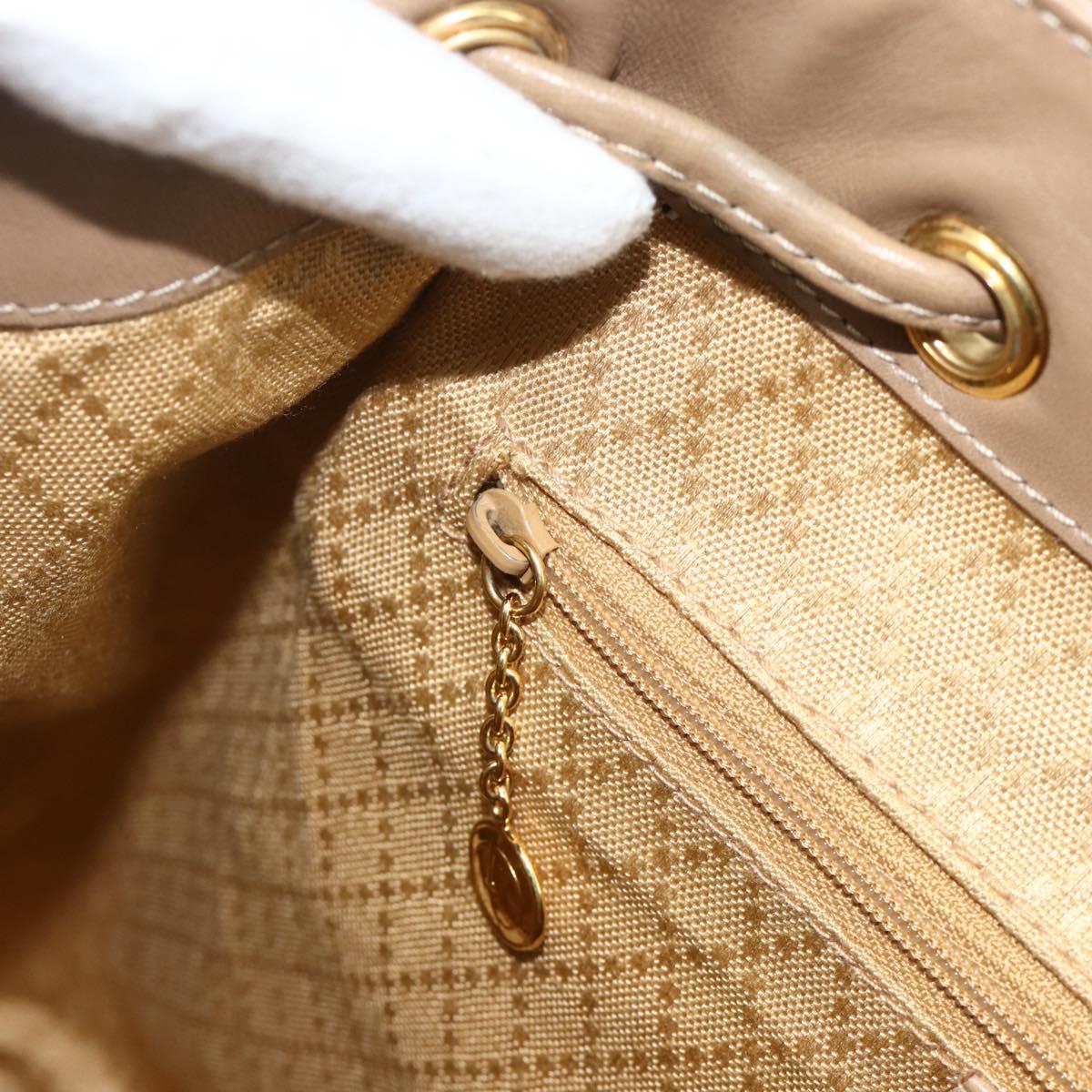 GUCCI Bamboo Backpack Leather Beige Gold 003 1998 0016 Auth 177214