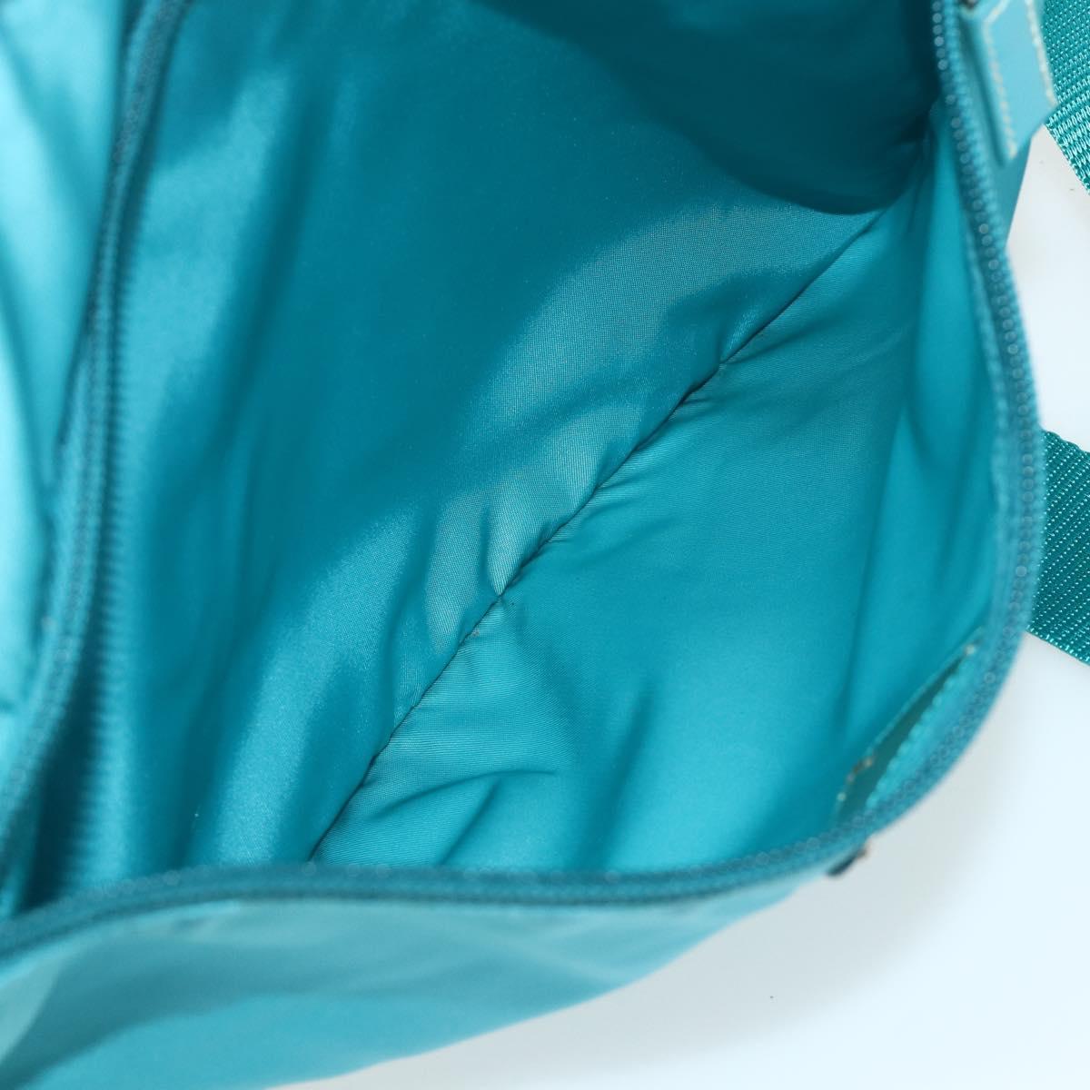 PRADA Shoulder Bag Nylon Turquoise Blue Silver Auth 177218A
