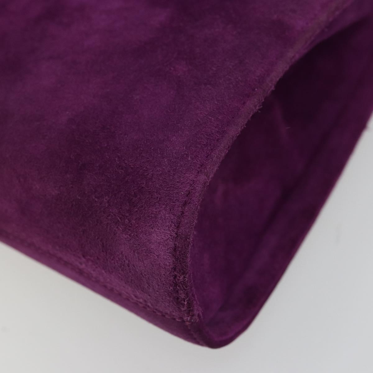 Salvatore Ferragamo Hand Bag Suede Purple Gold Auth 177219A