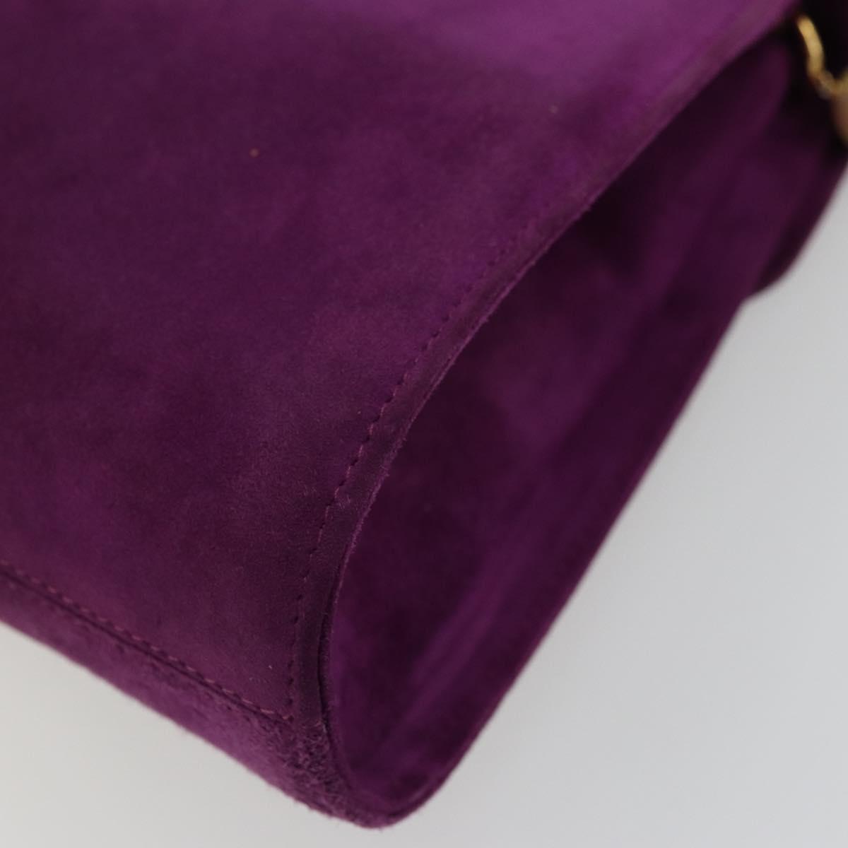 Salvatore Ferragamo Hand Bag Suede Purple Gold Auth 177219A