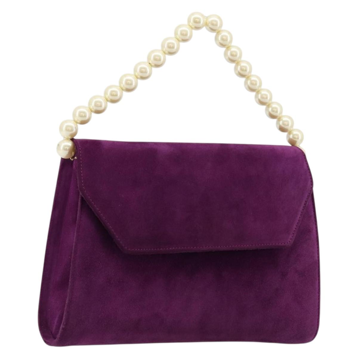 Salvatore Ferragamo Hand Bag Suede Purple Gold Auth 177219A