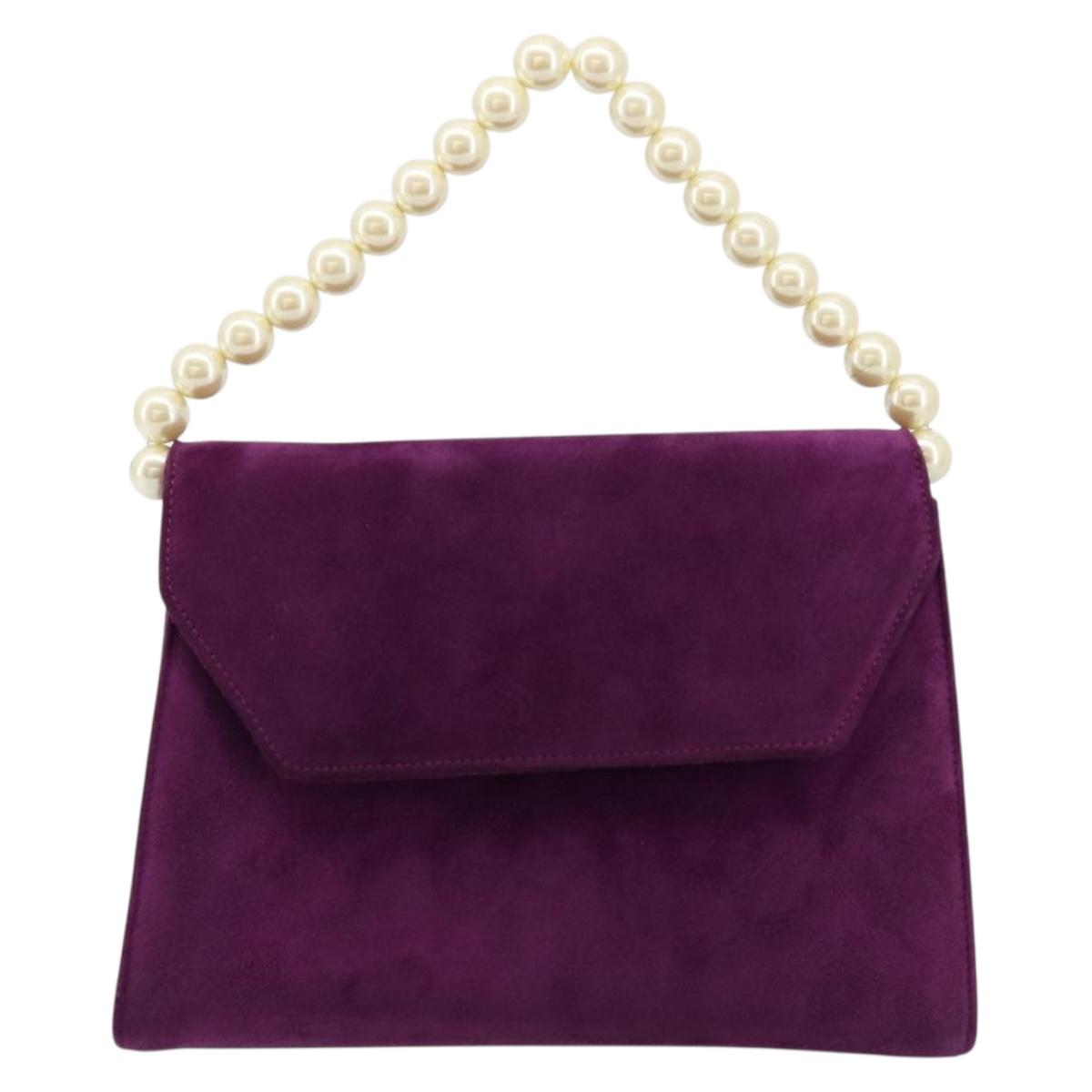 Salvatore Ferragamo Hand Bag Suede Purple Gold Auth 177219A