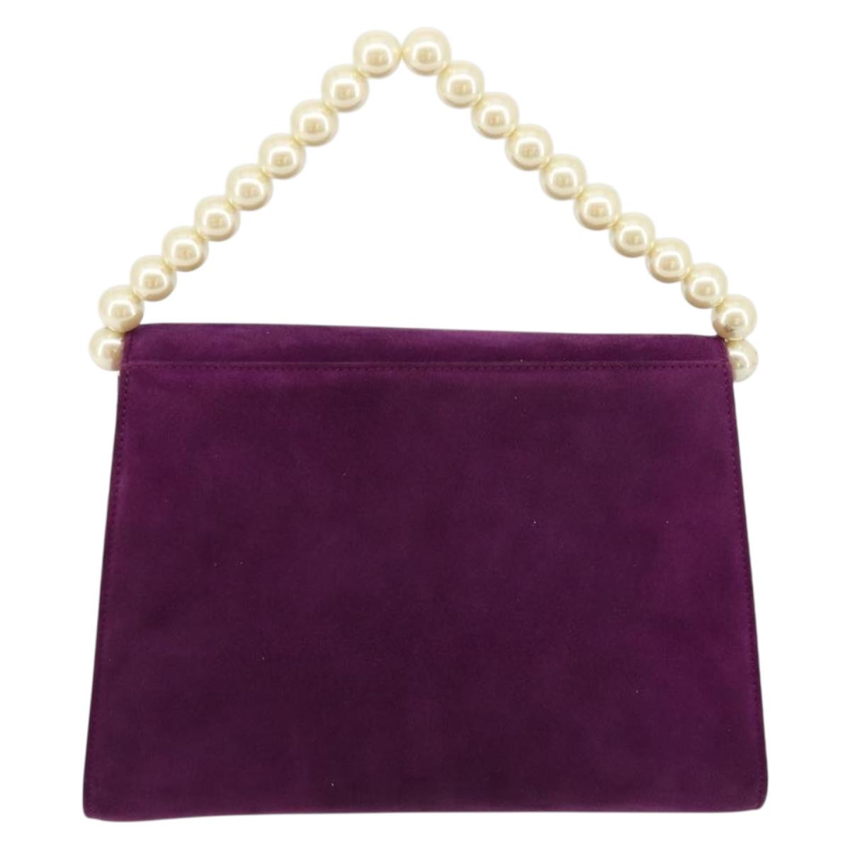 Salvatore Ferragamo Hand Bag Suede Purple Gold Auth 177219A