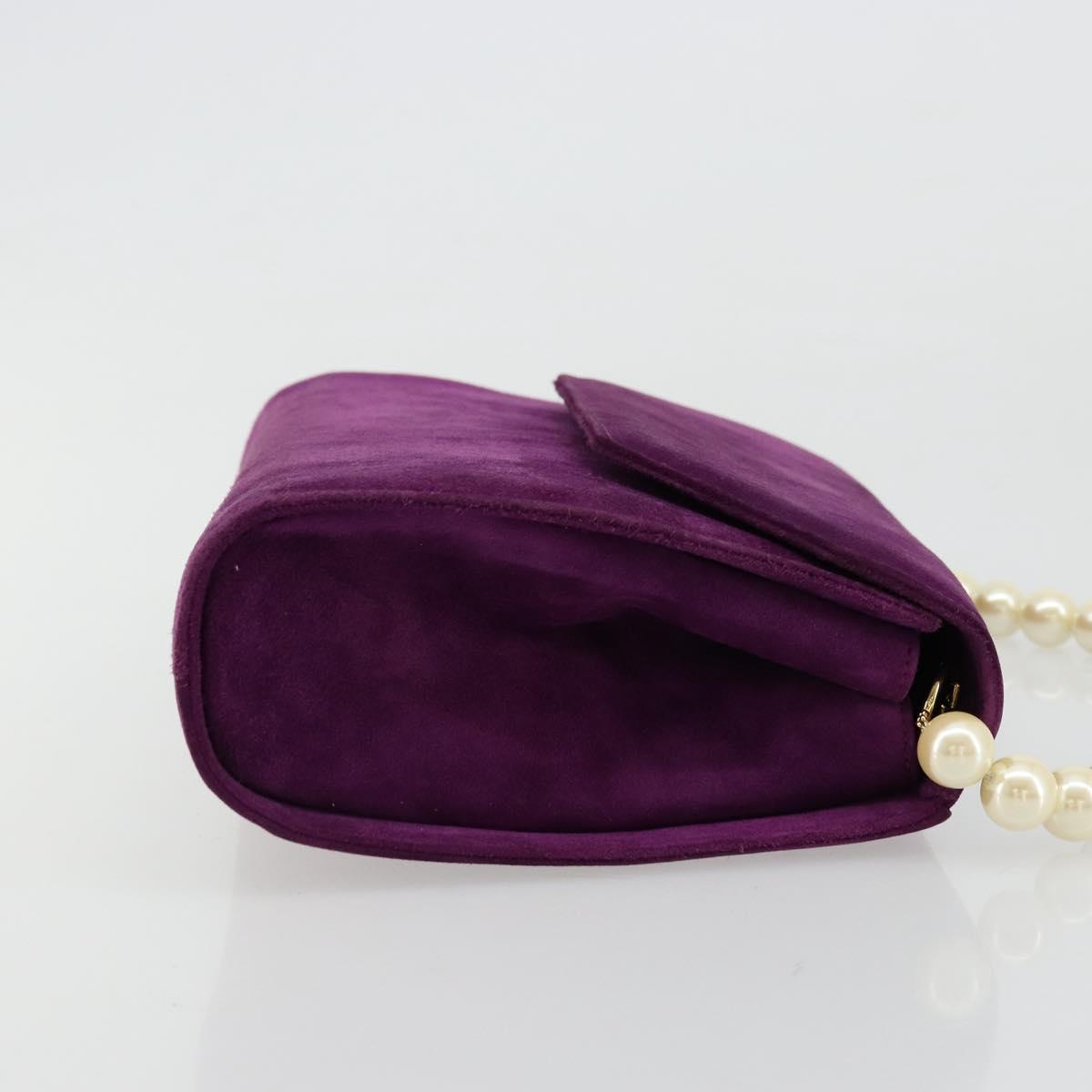 Salvatore Ferragamo Hand Bag Suede Purple Gold Auth 177219A