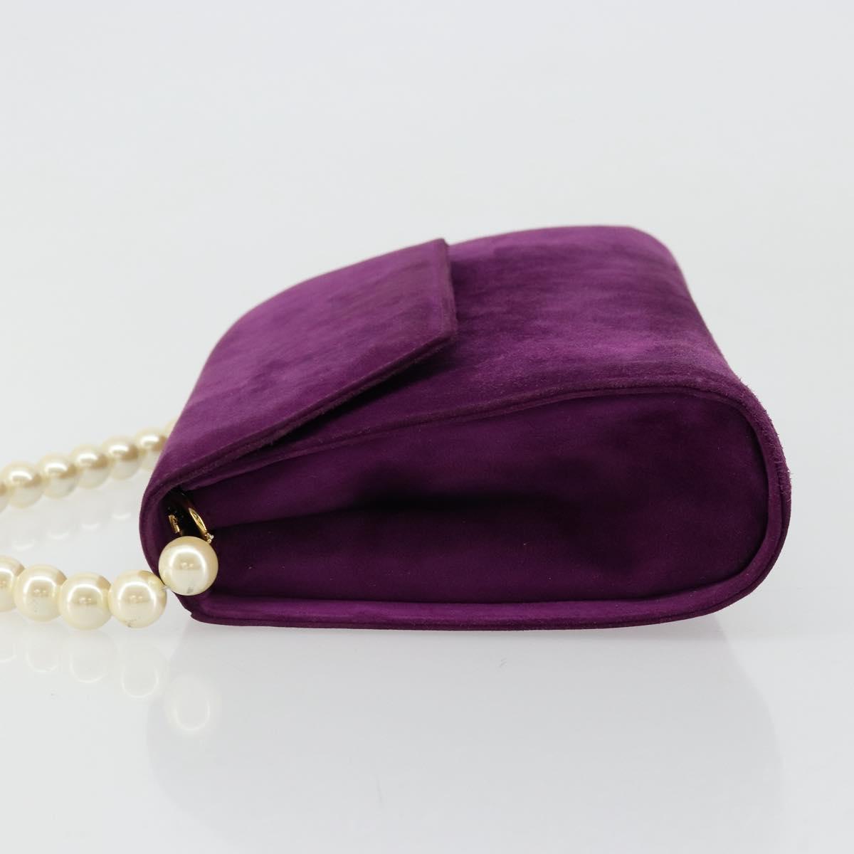 Salvatore Ferragamo Hand Bag Suede Purple Gold Auth 177219A