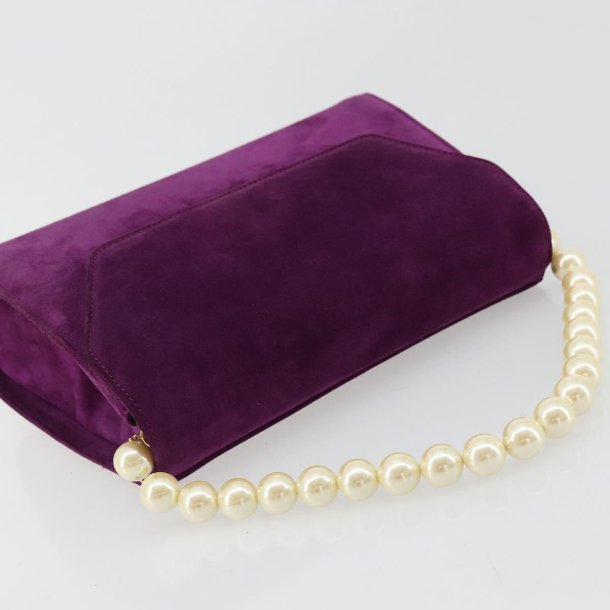 Salvatore Ferragamo Hand Bag Suede Purple Gold Auth 177219A
