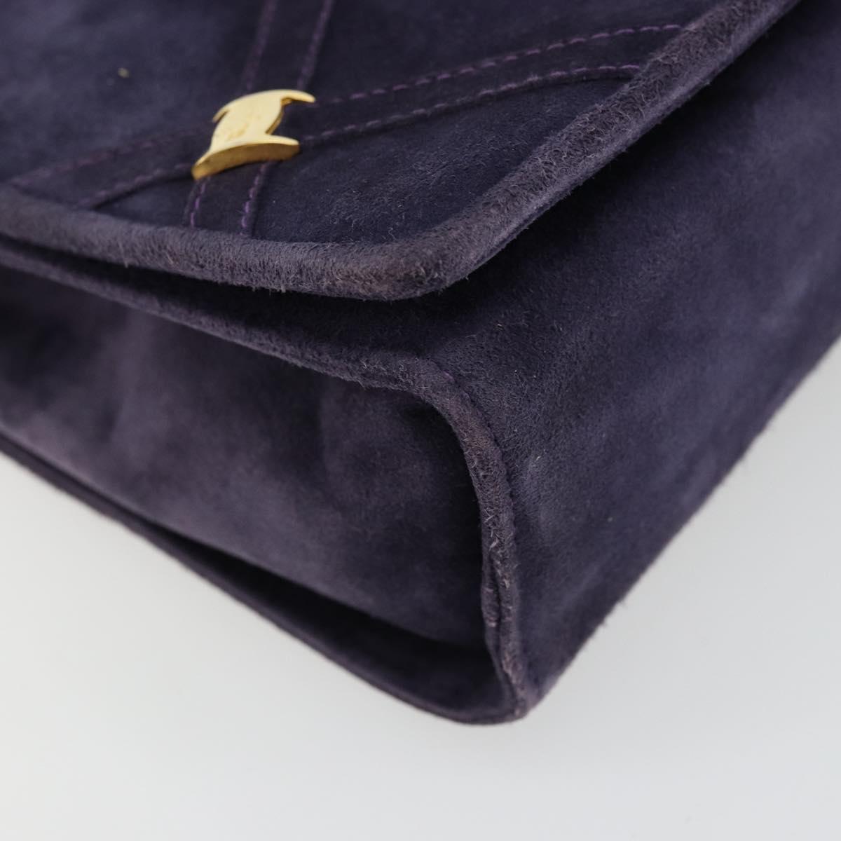 Salvatore Ferragamo Vala Shoulder Bag Suede Purple Gold Auth 177220