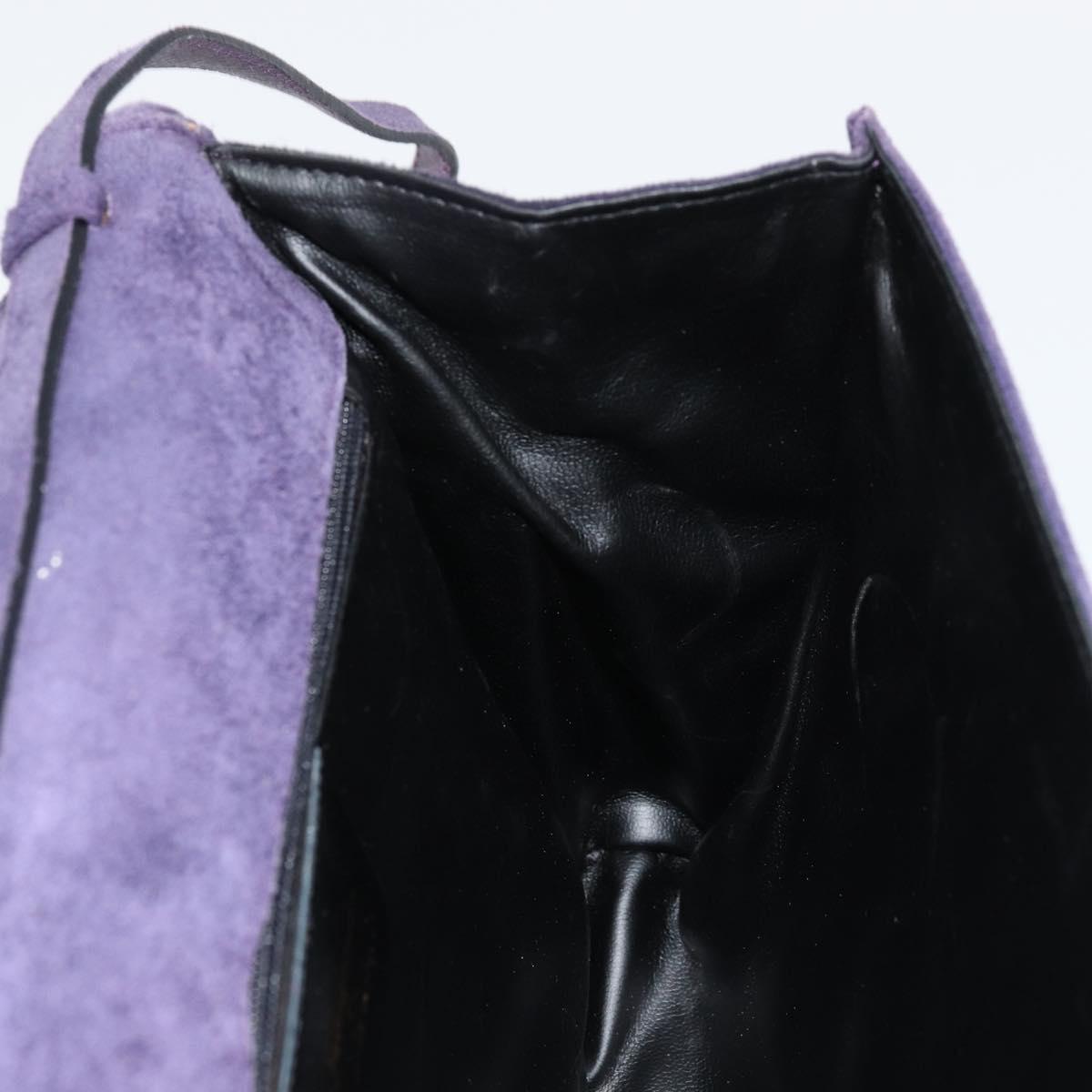 Salvatore Ferragamo Vala Shoulder Bag Suede Purple Gold Auth 177220