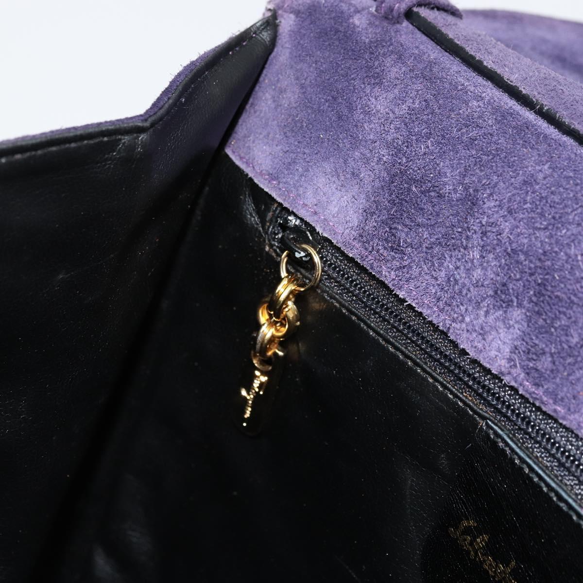 Salvatore Ferragamo Vala Shoulder Bag Suede Purple Gold Auth 177220
