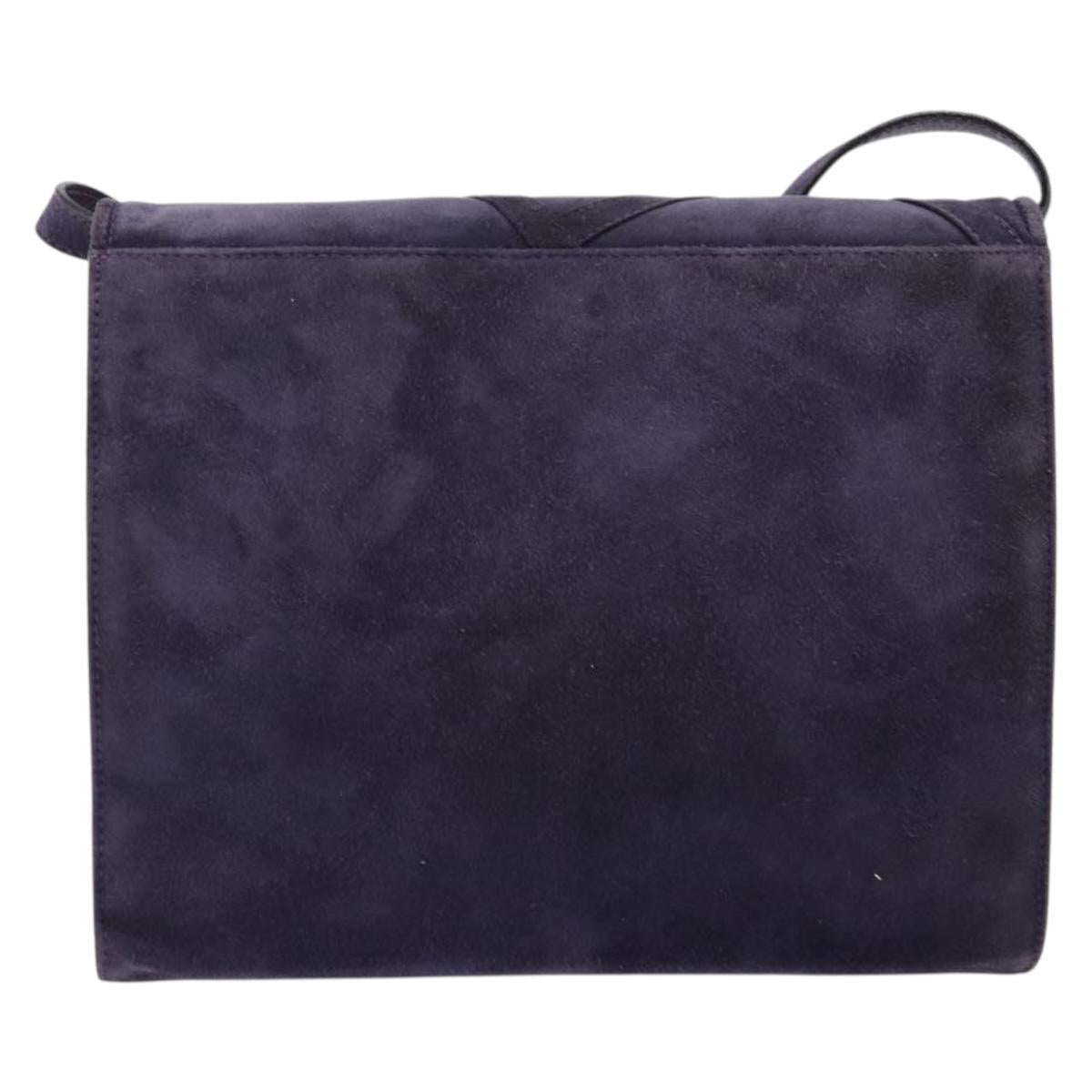 Salvatore Ferragamo Vala Shoulder Bag Suede Purple Gold Auth 177220