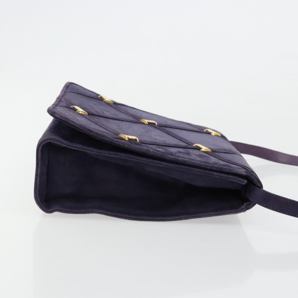 Salvatore Ferragamo Vala Shoulder Bag Suede Purple Gold Auth 177220