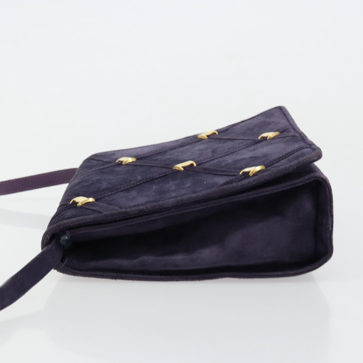 Salvatore Ferragamo Vala Shoulder Bag Suede Purple Gold Auth 177220