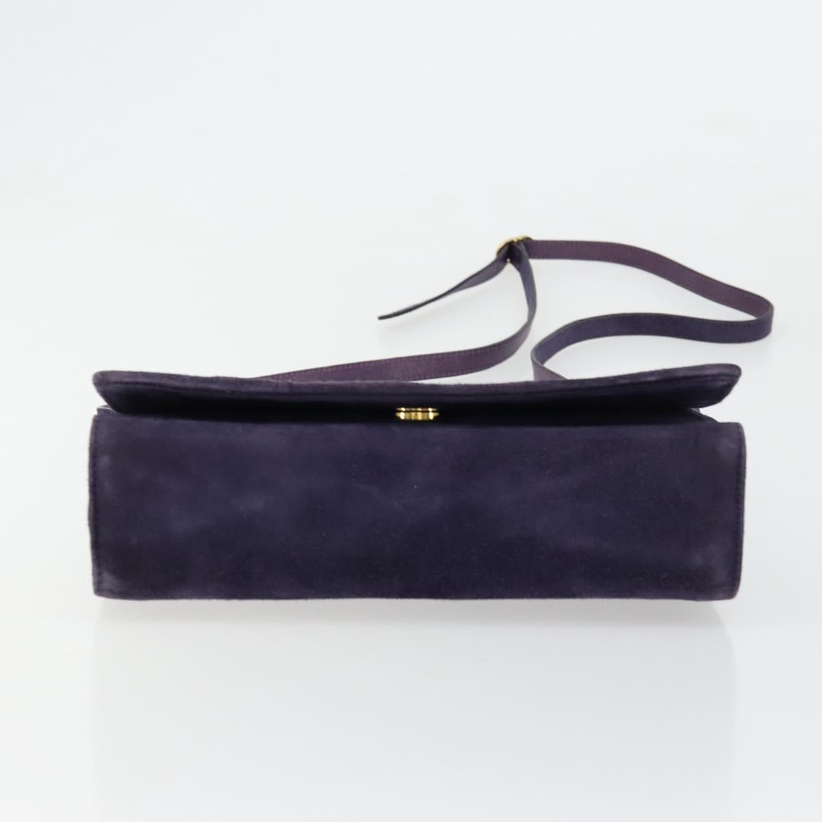 Salvatore Ferragamo Vala Shoulder Bag Suede Purple Gold Auth 177220