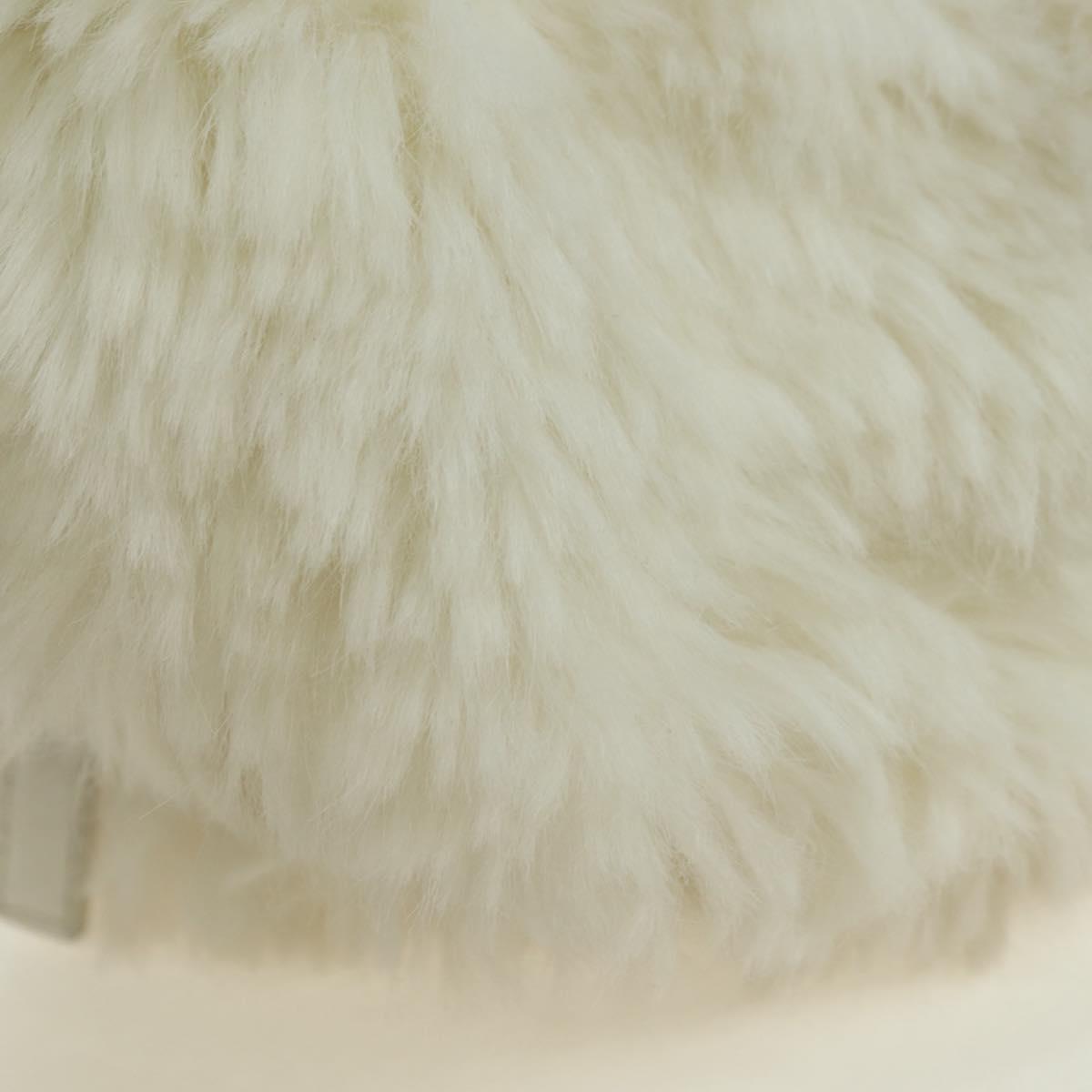 CHANEL Chain Shoulder Bag Fur White Silver CC Auth 177221V