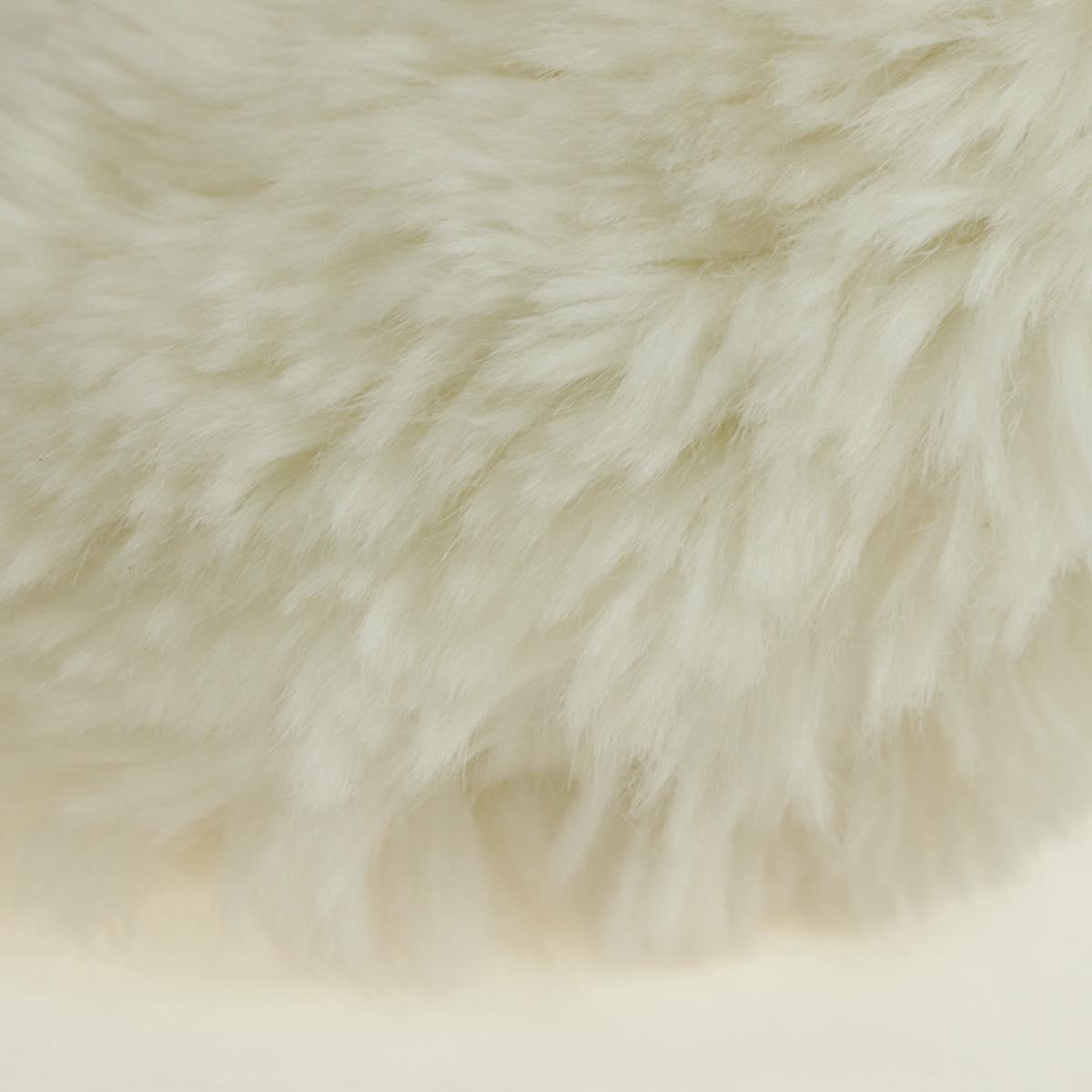 CHANEL Chain Shoulder Bag Fur White Silver CC Auth 177221V