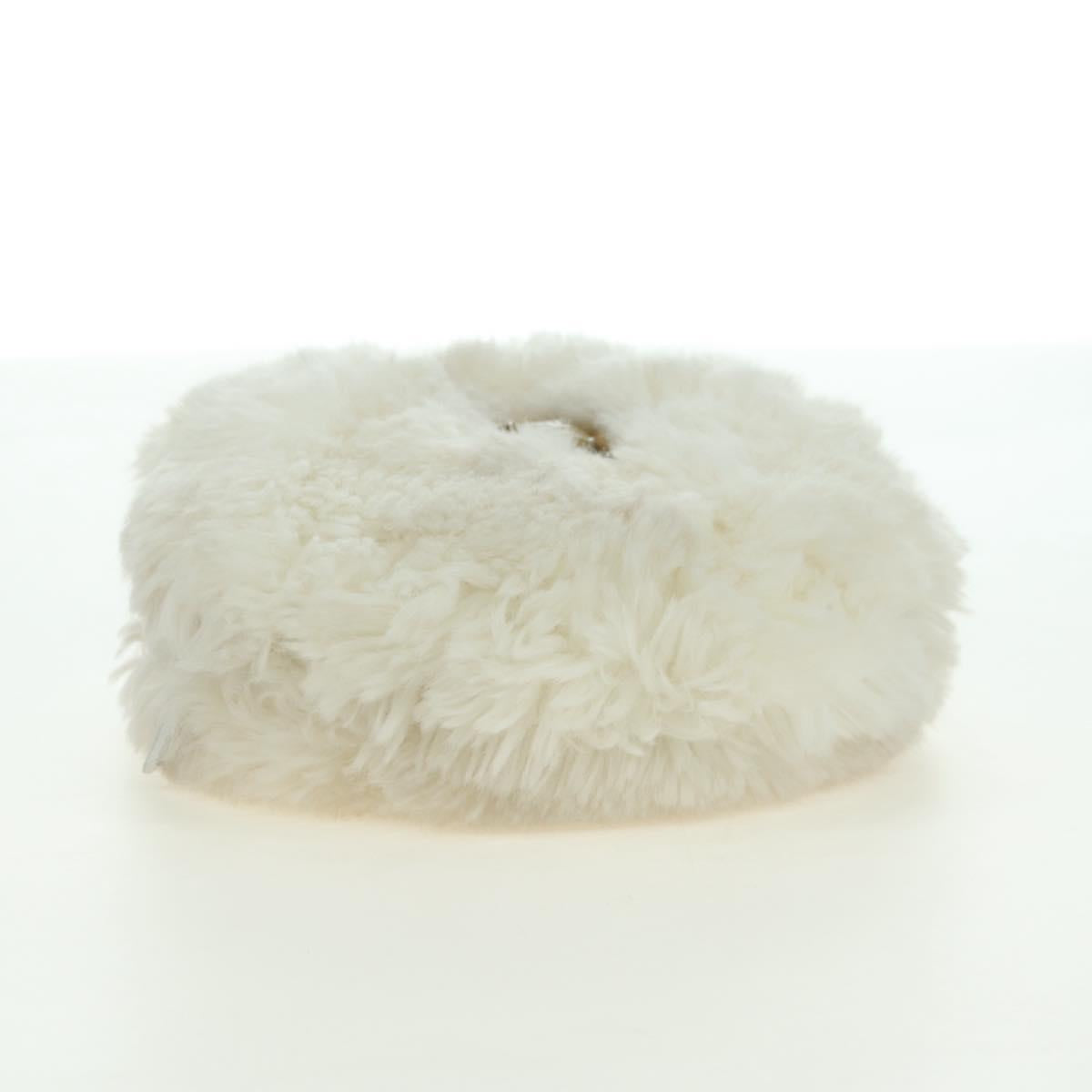 CHANEL Chain Shoulder Bag Fur White Silver CC Auth 177221V