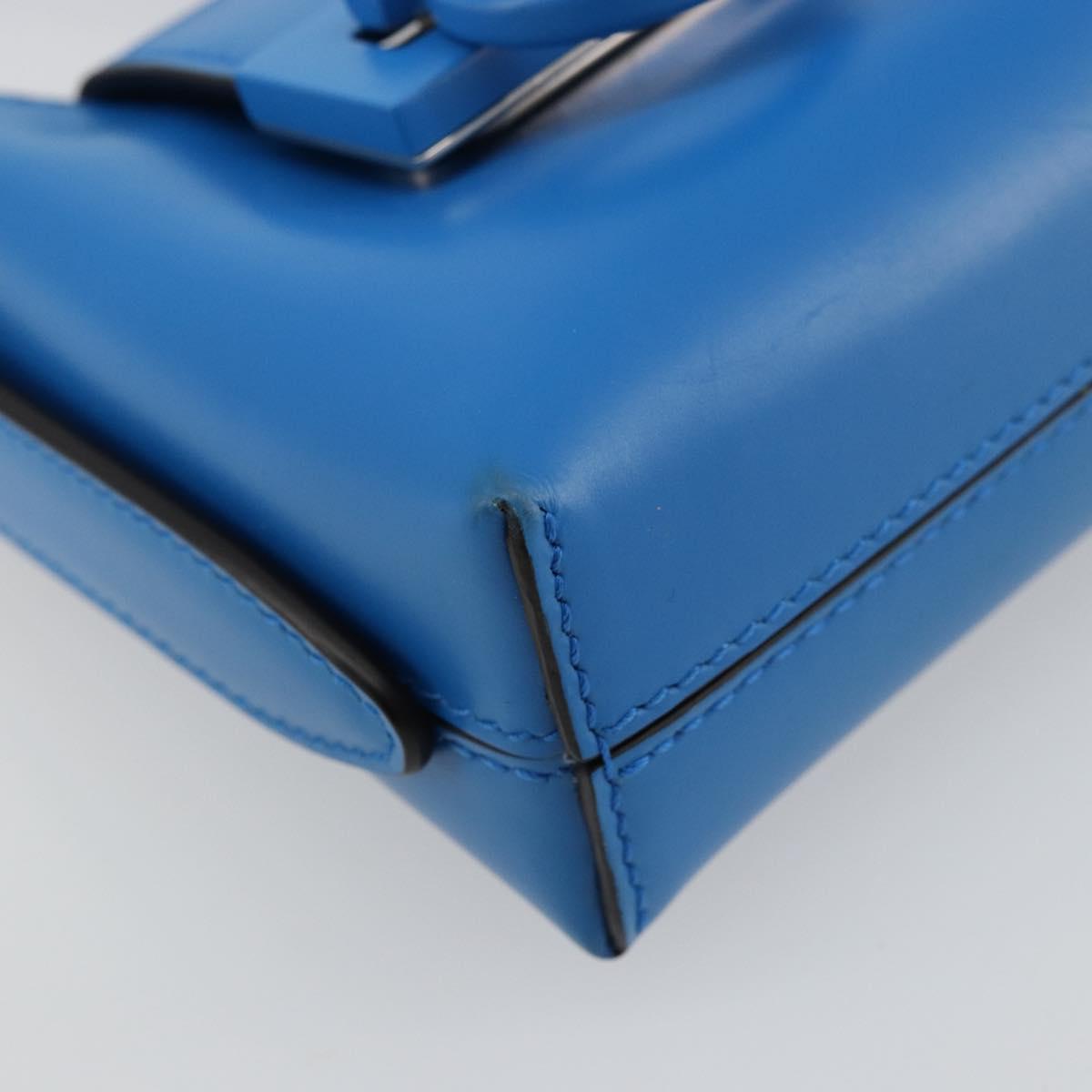 Salvatore Ferragamo Gancini Hand Bag Leather Blue Silver Auth 177222A