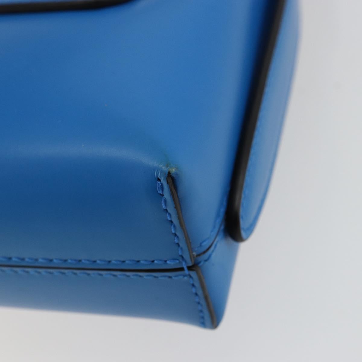 Salvatore Ferragamo Gancini Hand Bag Leather Blue Silver Auth 177222A
