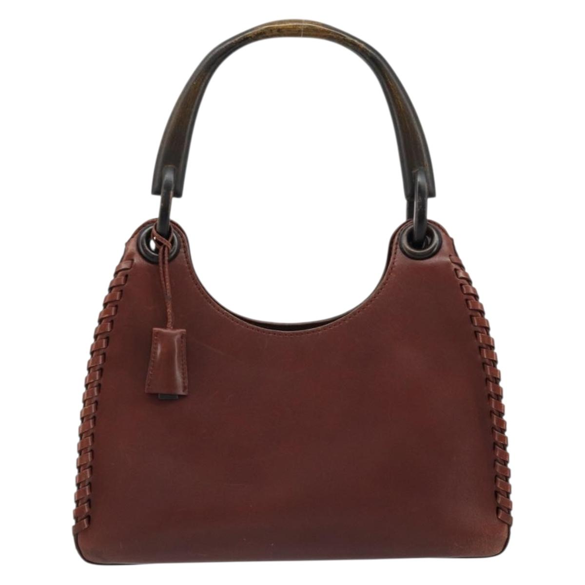 GUCCI Shoulder Bag Leather Wood Brown 106237 Auth 177226A