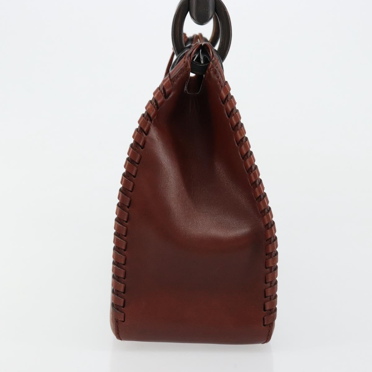 GUCCI Shoulder Bag Leather Wood Brown 106237 Auth 177226A