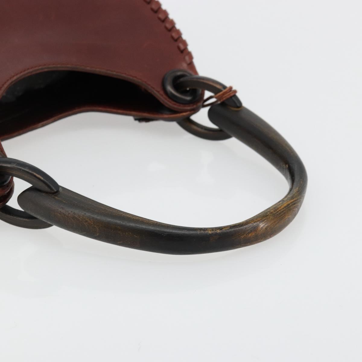 GUCCI Shoulder Bag Leather Wood Brown 106237 Auth 177226A