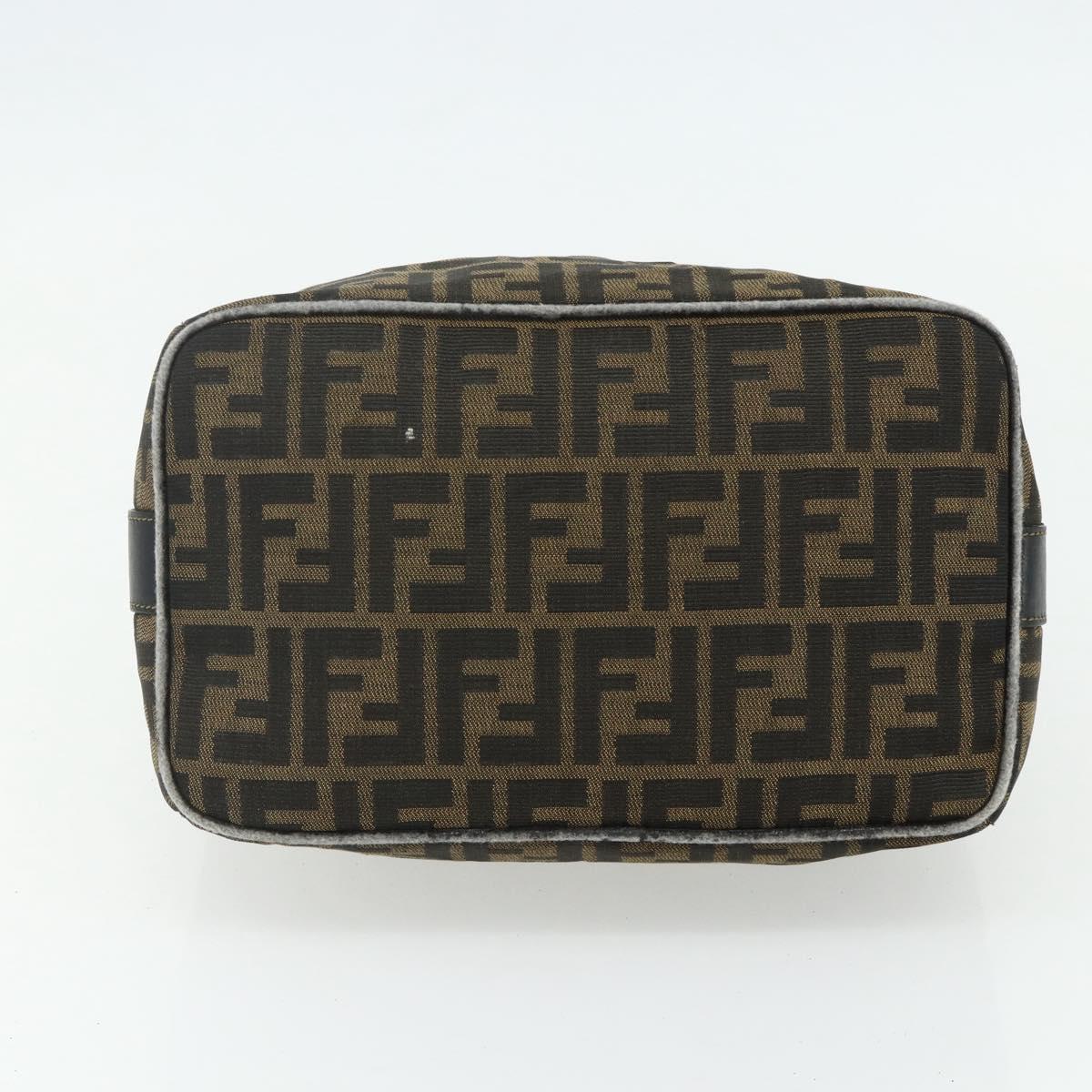 FENDI Zucca Canvas Hand Bag Black Brown Auth 177235