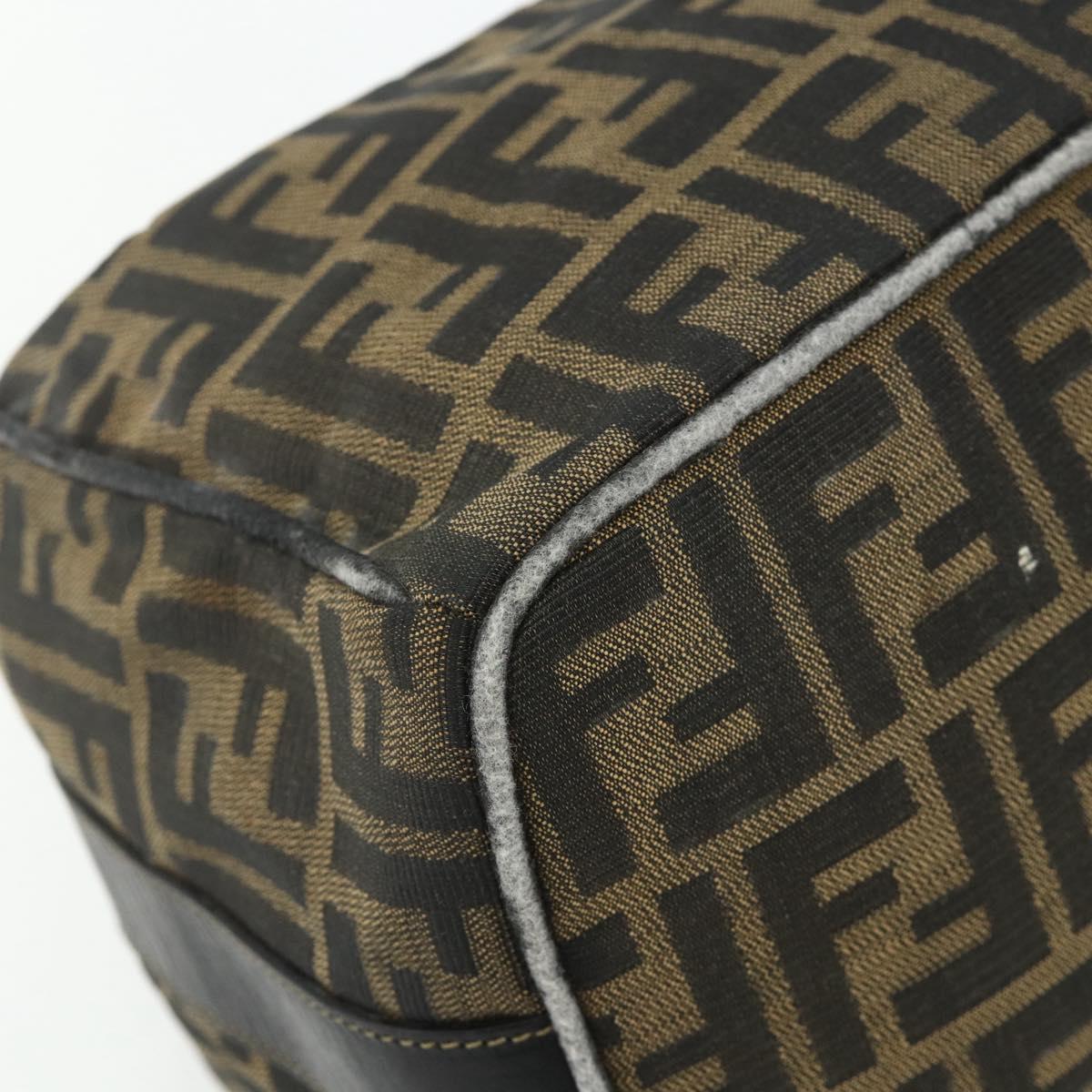 FENDI Zucca Canvas Hand Bag Black Brown Auth 177235