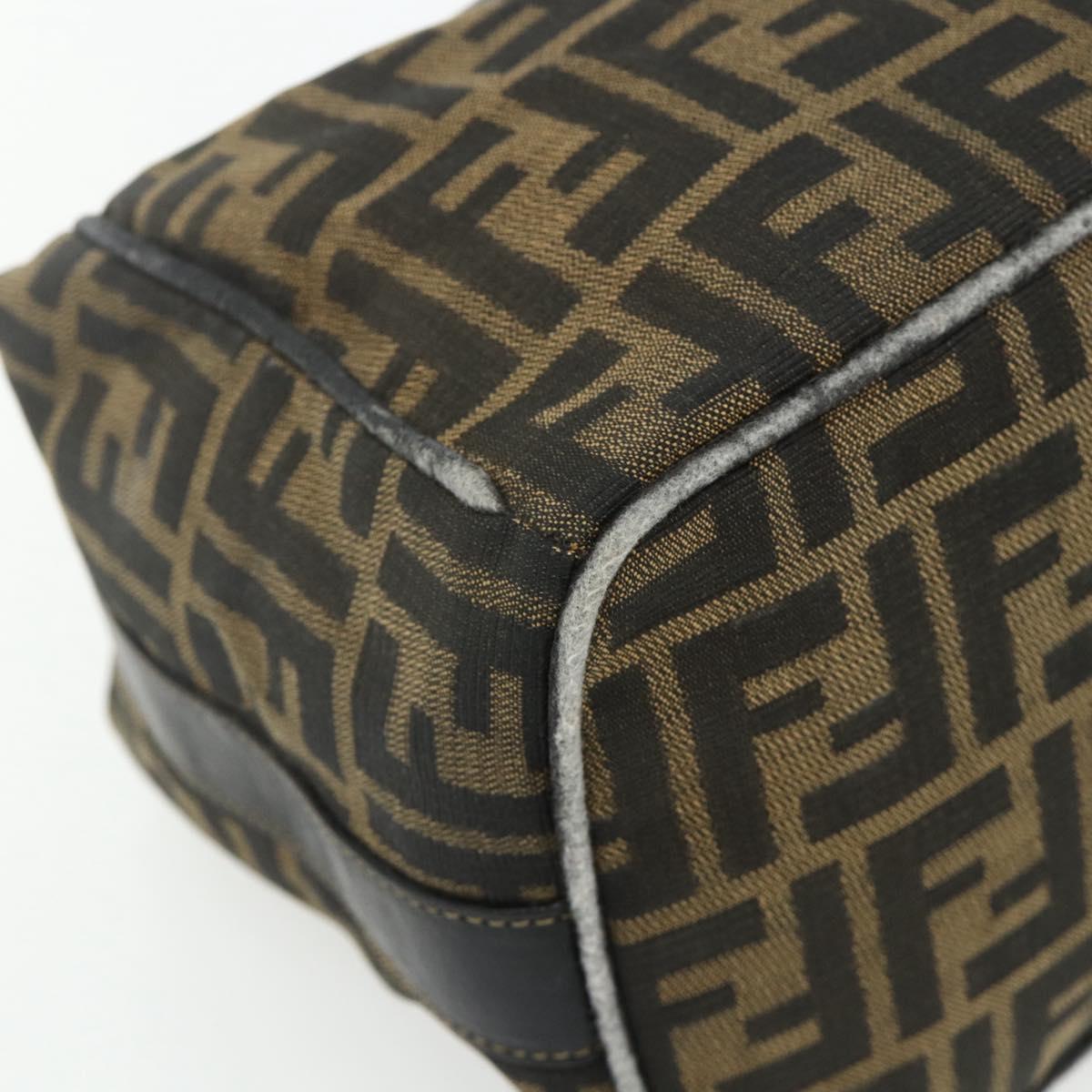 FENDI Zucca Canvas Hand Bag Black Brown Auth 177235