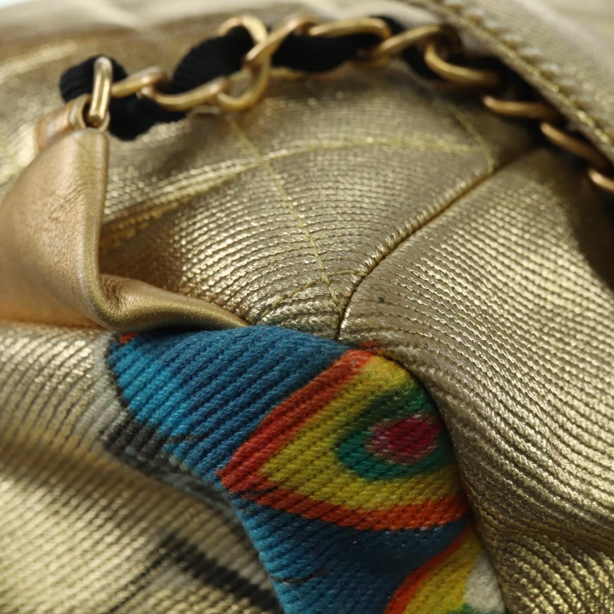 CHANEL Graphic Backpack Coated Canvas Gold CC Auth 177236SM