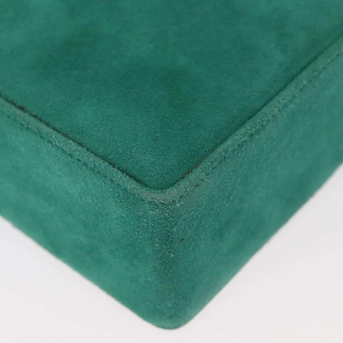 Christian Dior Chain Shoulder Bag Suede Green Gold Auth 177237A