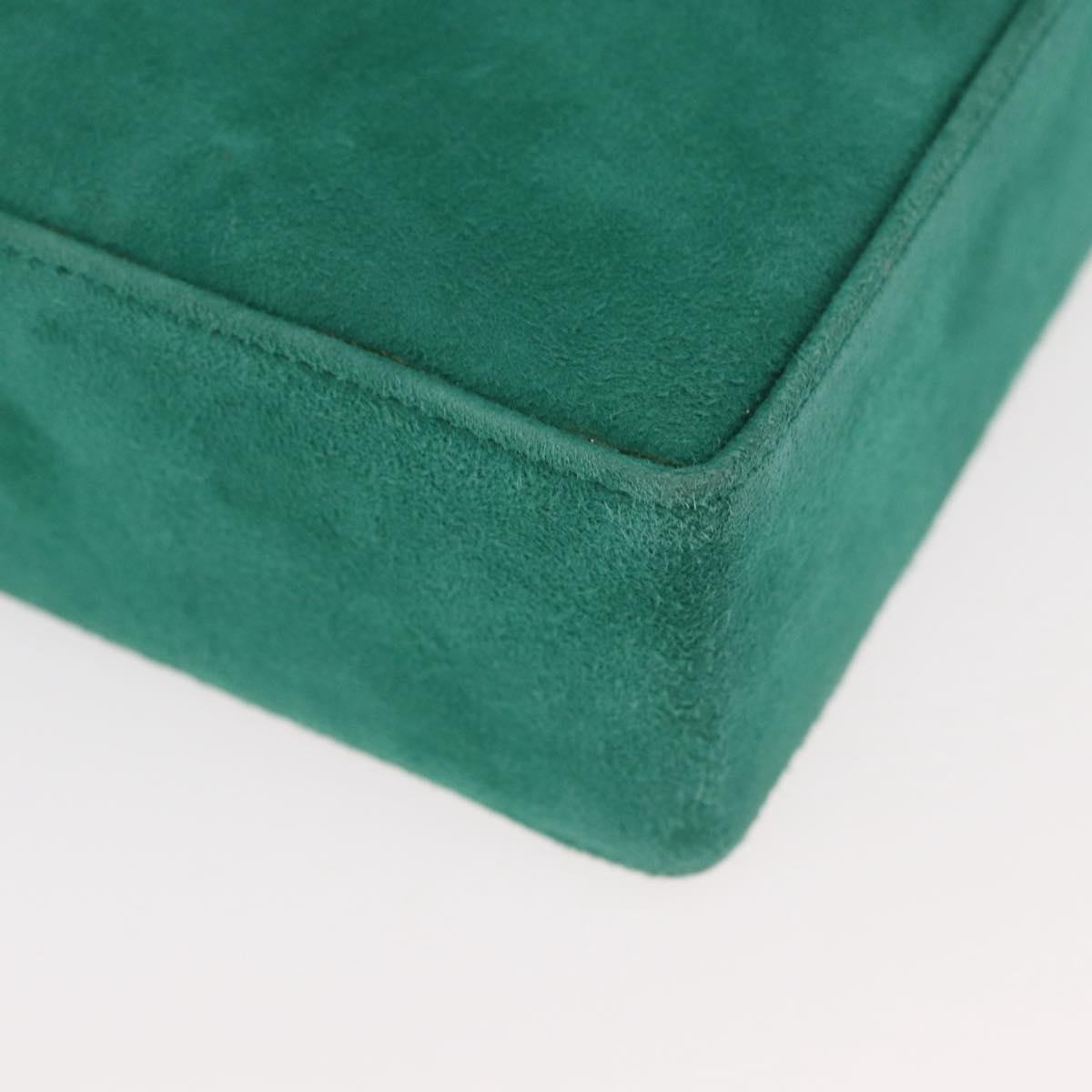 Christian Dior Chain Shoulder Bag Suede Green Gold Auth 177237A